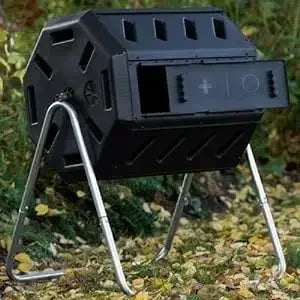 Outdoor Dual Chamber Tumbling Canadian-Made, 100% Recycled Resin - Outdoor Rotating Compost Tumbler Bin for Garden, Kitchen