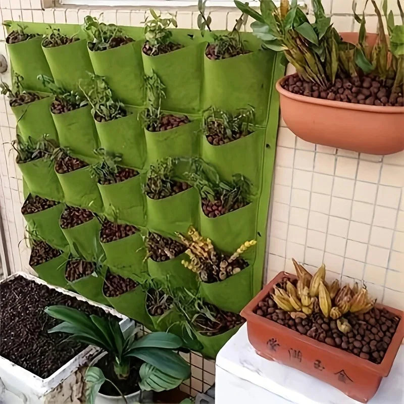 Wall Mounted Planting Bag Multiple Pockets Felt Garden Bags for Home Outdoor Wall Vertical Greening Decorations Gardens Supplies