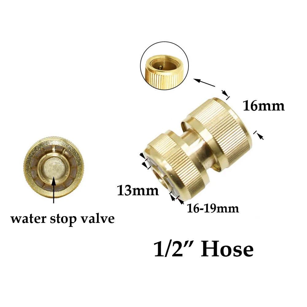 1/2'' 5/8" 3/4'' 1'' Brass Hose Quick Connector Water Stop Fitting