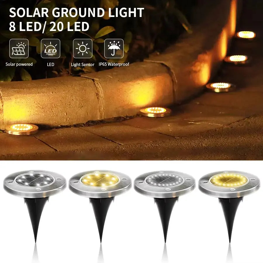 1/2pcs/4pcs/8pcs Outdoor Solar Lights Buried Garden Decor 8/20LED