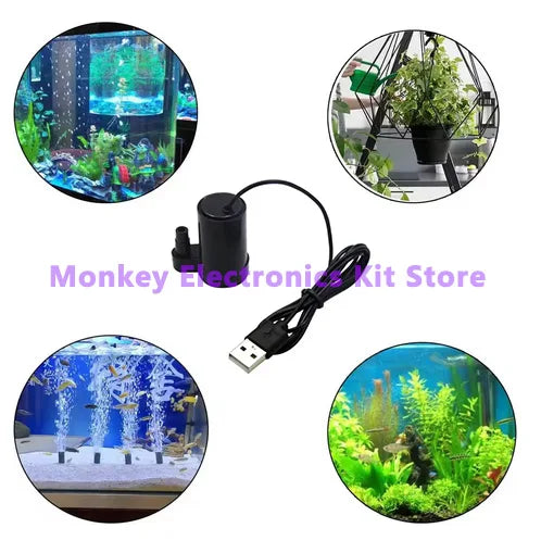 1pcs DC 3-5V USB Micro Submersible Mini Low Noise Brushless Water Pump for Aquariums Fish Tank Pond Fountain Hydroponics Garden