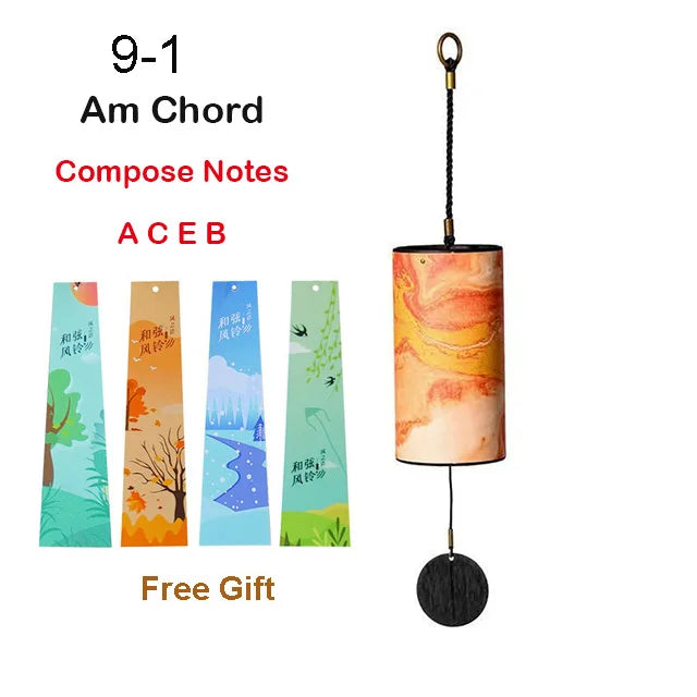 HLURU Bamboo Wind Chimes 9 Notes 4 Chord C G Am Dm Chord Zen Meditation Windbell Home Garden Patio Balcony Hanging Ornaments
