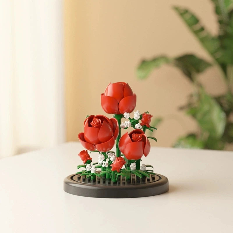 Eternal Flower Bouquet Bonsai Potted Plant Micro Building Blocks Model Home Decoration Toy For Kid Birthday Gift