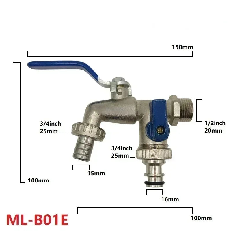 1/2'' 3/4'' Double Head Water Faucet Water Splitte - Garden Supply from TinyRootsGrow
