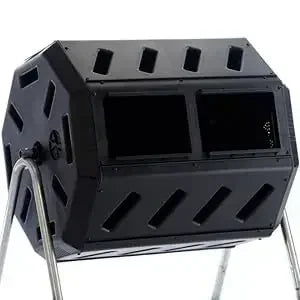 Outdoor Dual Chamber Tumbling Canadian-Made, 100% Recycled Resin - Outdoor Rotating Compost Tumbler Bin for Garden, Kitchen