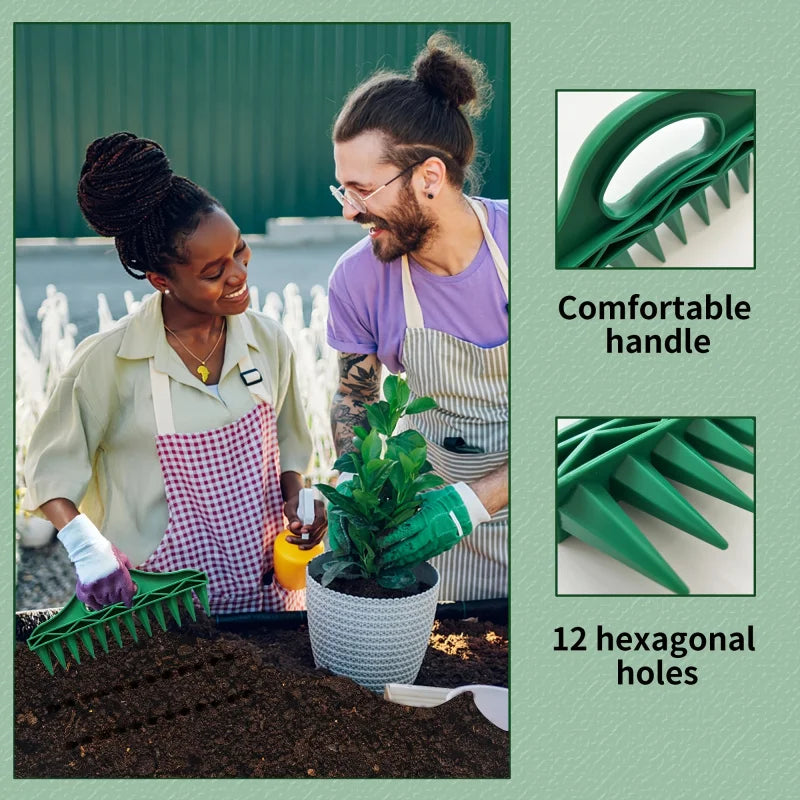 2pcs set Durable Plastic Hand Dibbler Garden Seeder Tool, 12-Hole Fast Seeding, Waterproof Planting Aid for Efficient Gardening