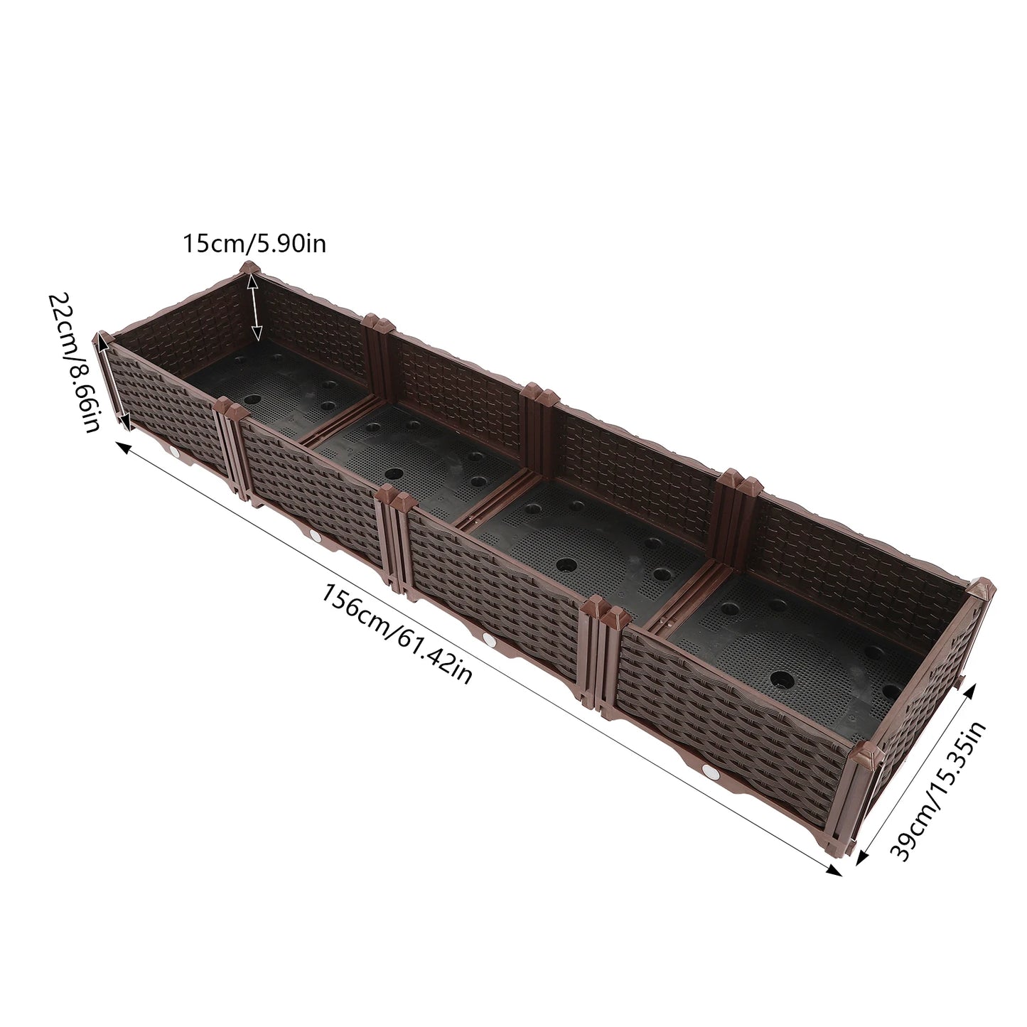 156cm Garden Planter Box with Waterproof Features, Adjustable Shelf, and Tubes for Plant Growth and Flower Cultivation
