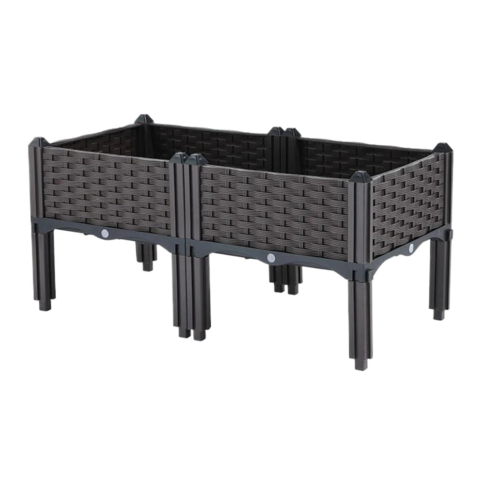 Elevated Plastic Raised Garden Bed Planter Outdoor Planters with Drain Outlet To Planting Flower Vegetable Tomato and Herb