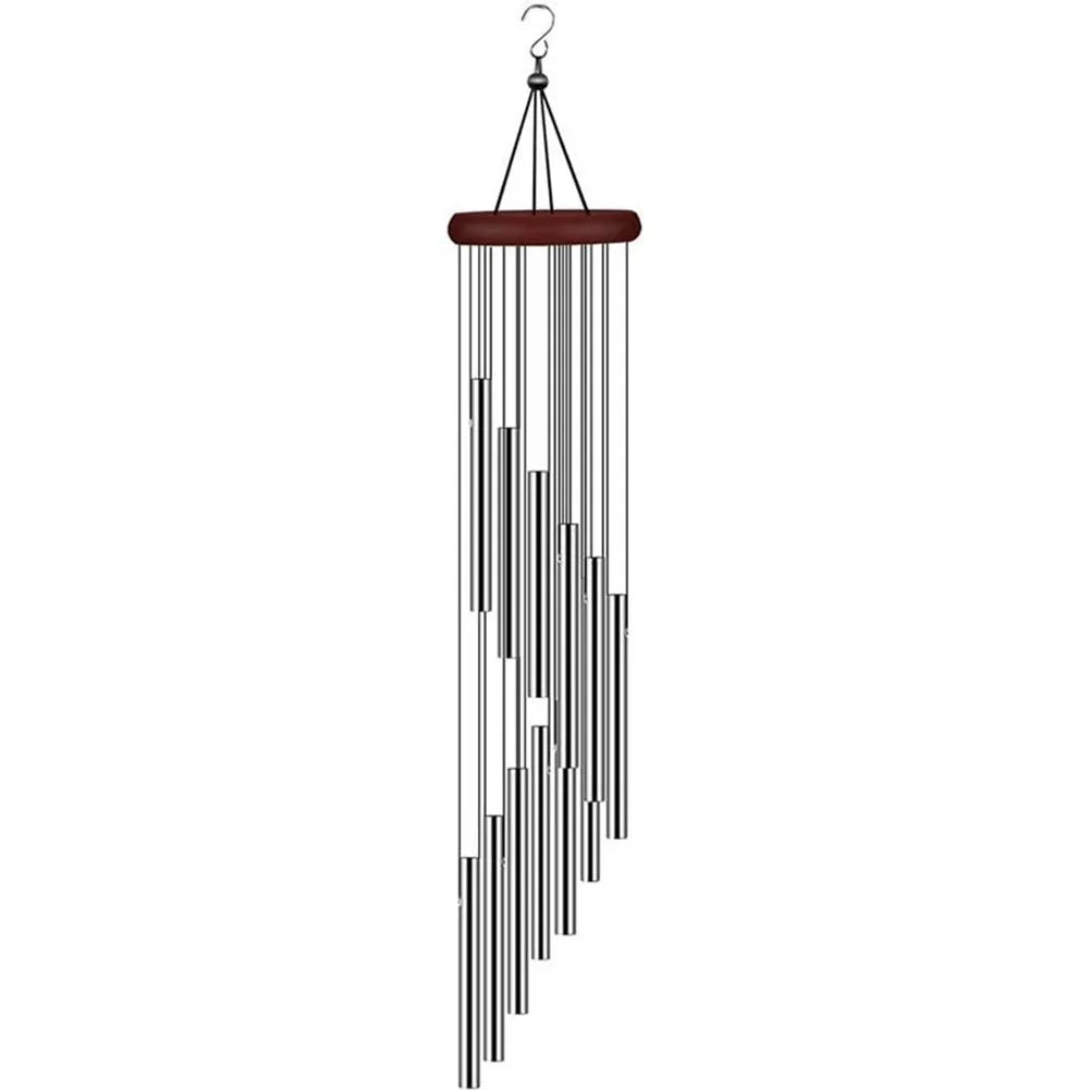 12 Metal Aluminium Tube Wind Chimes with Hooks, Outdoor Garden Decoration Home Wedding Party Memorial Decoration Favours