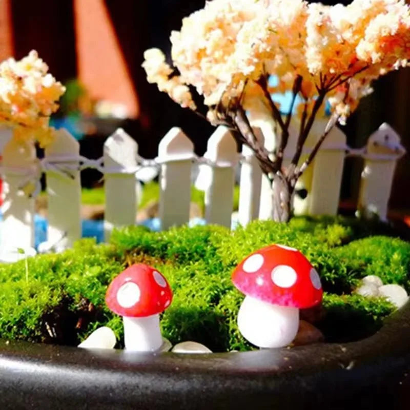 100/50/10pcs Mini Mushroom Miniatures Fairy Garden Moss Terrarium Resin Crafts Decorations Artificial Stakes Craft