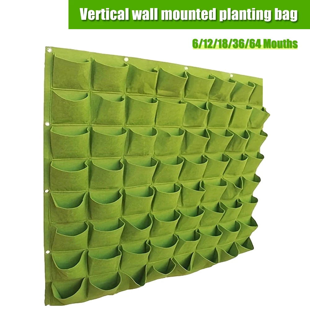 Wall Mounted Planting Bag Multiple Pockets Felt Garden Bags for Home Outdoor Wall Vertical Greening Decorations Gardens Supplies