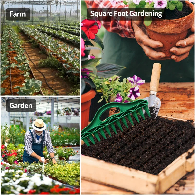 2pcs set Durable Plastic Hand Dibbler Garden Seeder Tool, 12-Hole Fast Seeding, Waterproof Planting Aid for Efficient Gardening