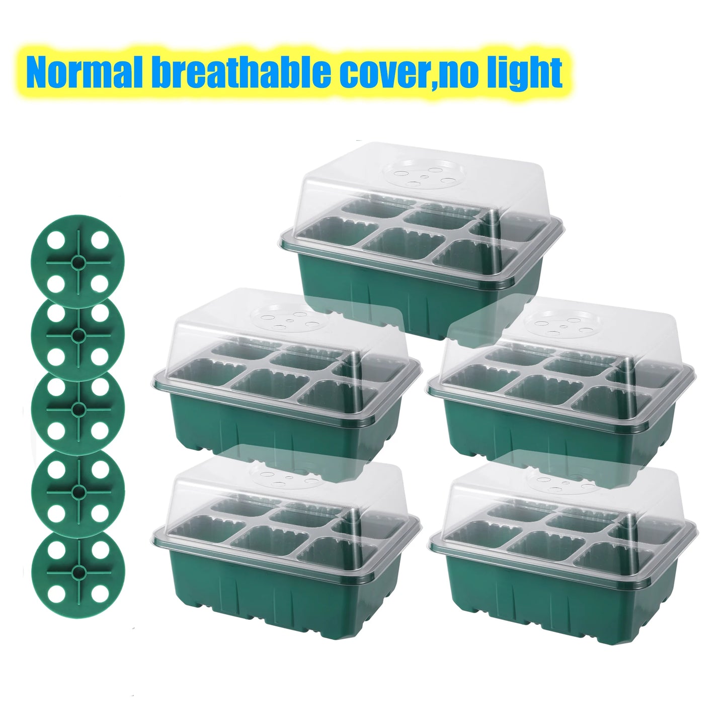 Seed Starter Trays with Grow Light, Seeding Starter Kits with Humidity Domes Cover, Indoor Gardening Plant Germination Trays