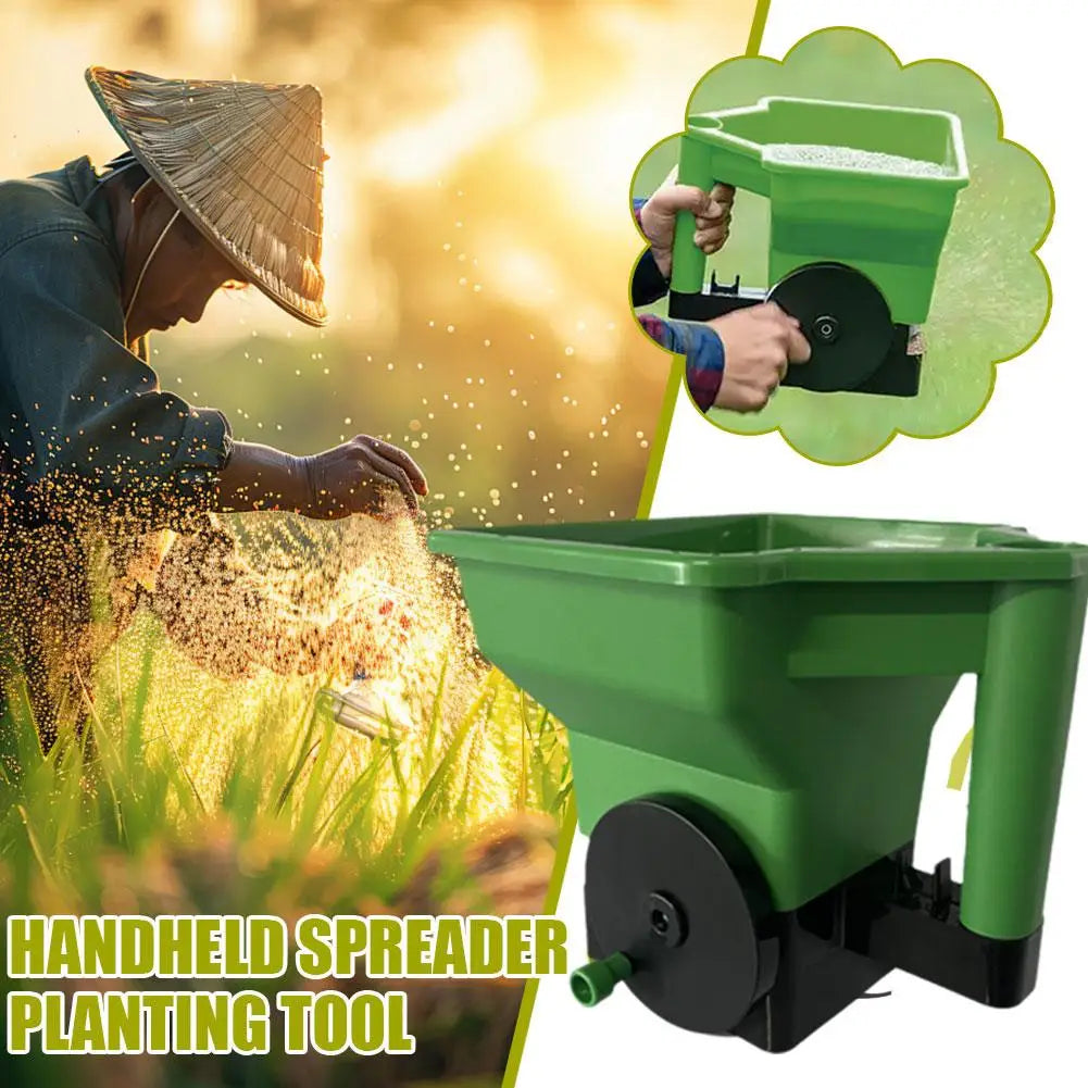 Gardening Seed Spreader Manual Seeder Capacity with 5 Gears Adjustable for Sowing Fertilizing Melting Snow for Garden Lawn