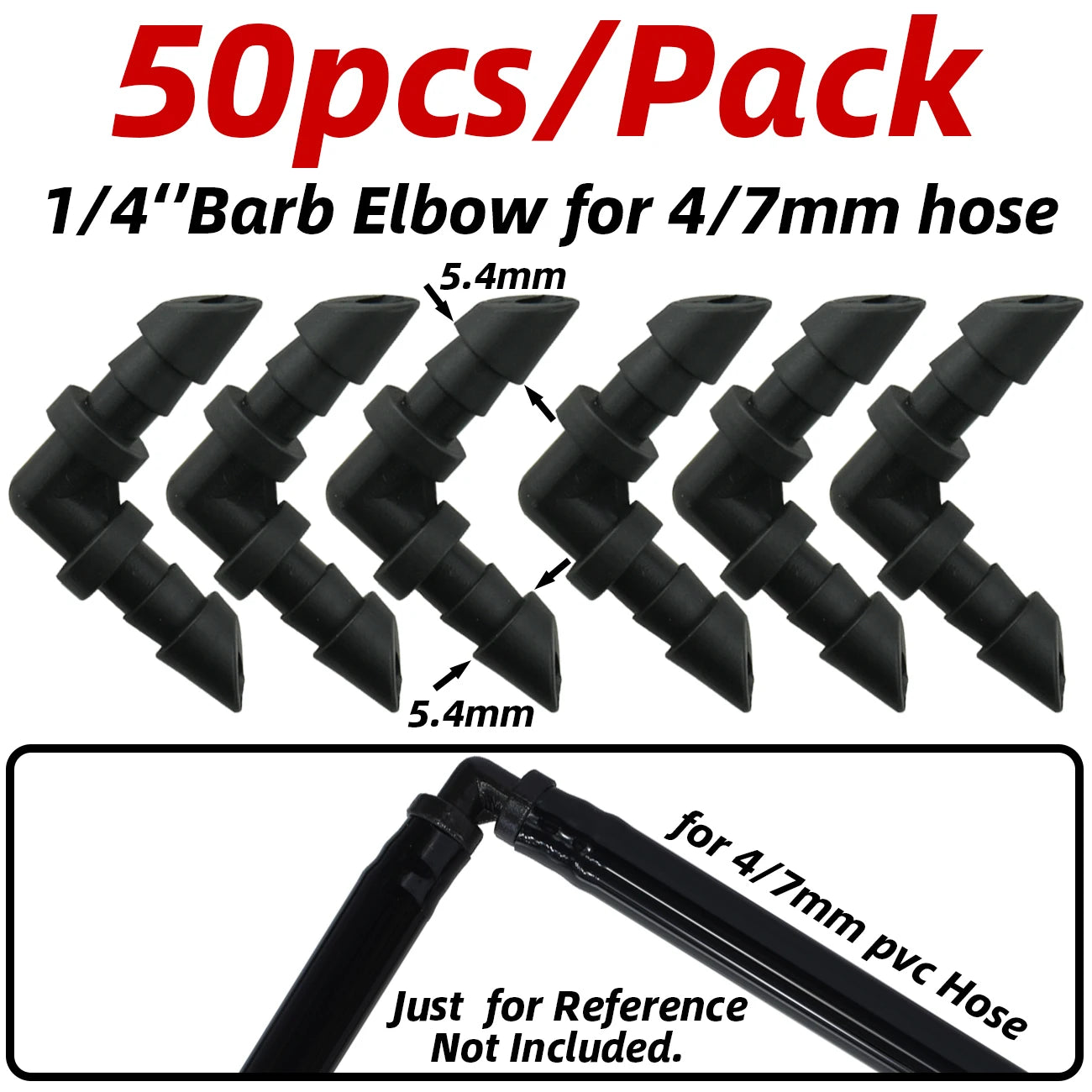 50pcs Barbed Connectors Irrigation Fittings Drip Irrigation Barbed Connectors 4/7mm Tubing Fittings for Flower Pot Garden Lawn 5