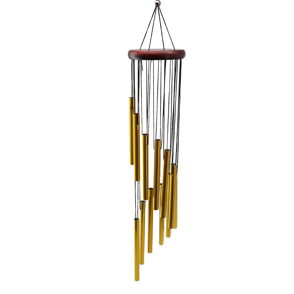 12 Metal Aluminium Tube Wind Chimes with Hooks, Outdoor Garden Decoration Home Wedding Party Memorial Decoration Favours