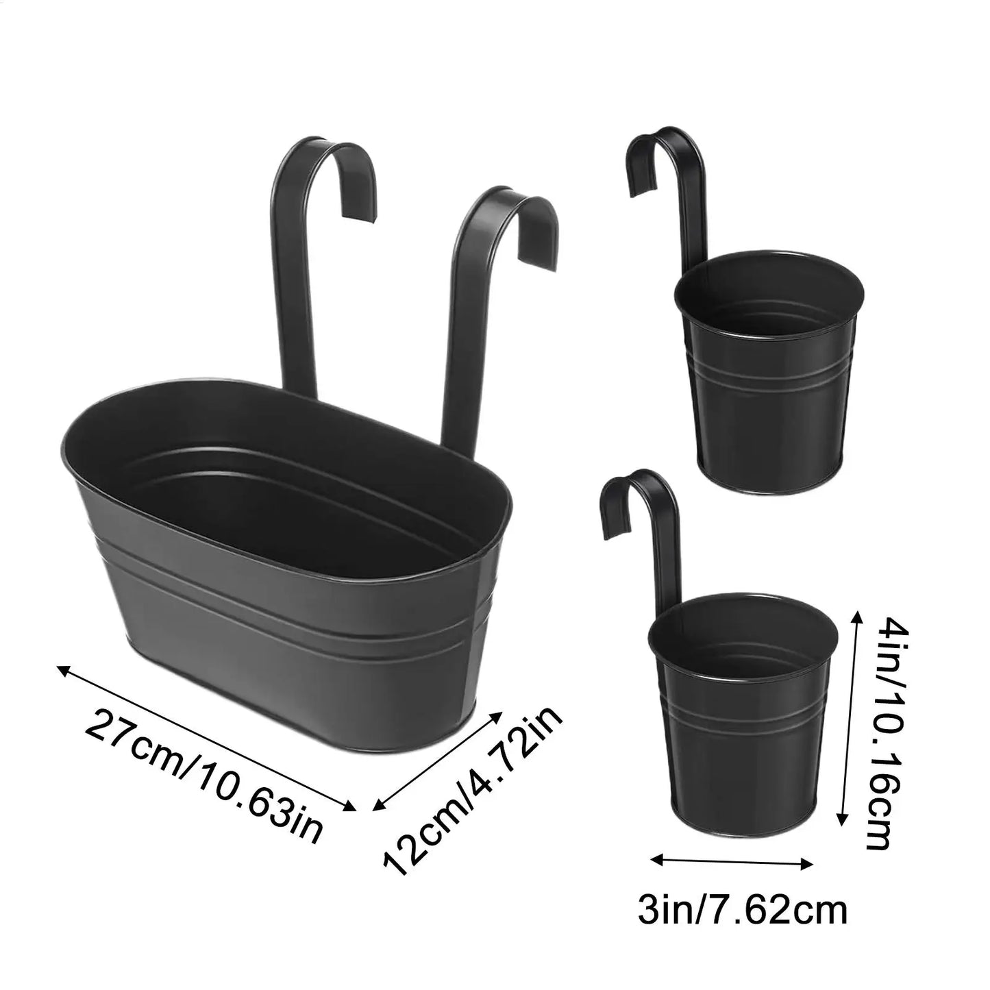Railing Planter Box Outdoor Balcony Railing Planter Hangable Houseplant Pots Metal Flower Boxes For Outside Fence Backyard