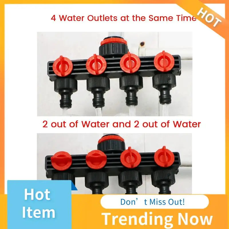4 Way Hose Splitters For Automatic Watering Water Pipe Linker Timer Faucet Divider