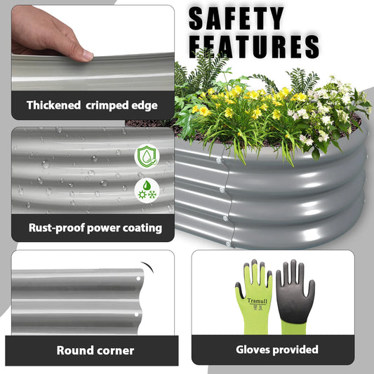 12x2x1FT Galvanized Raised Garden Bed Outdoor Planter Box for Vegetables Flowers Herbs Fruits, Easy Setup