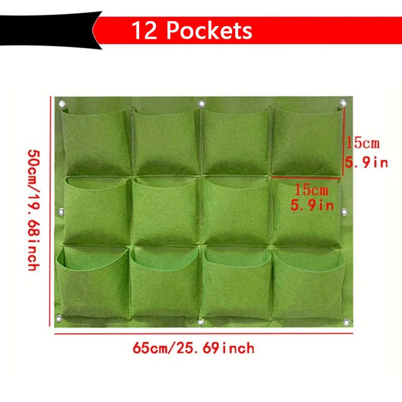 Wall Mounted Planting Bag Multiple Pockets Felt Garden Bags for Home Outdoor Wall Vertical Greening Decorations Gardens Supplies