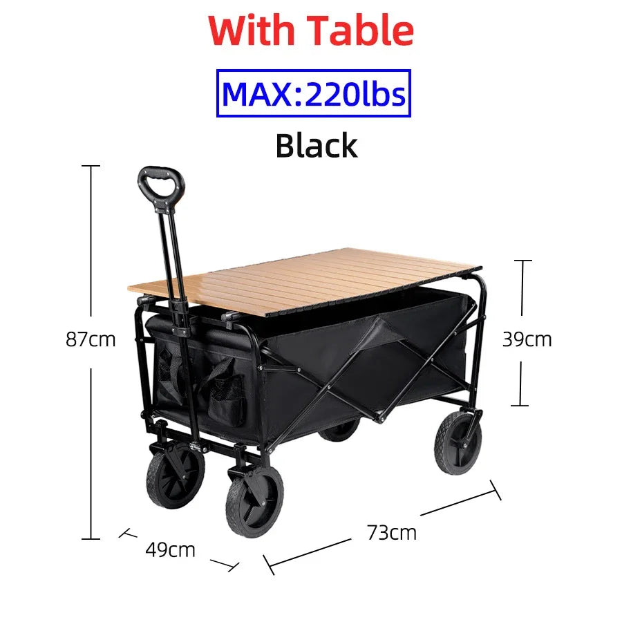 Shopping Beach Garden Pull Trolley Heavy Duty Large Capacity Folding Wagon Collapsible Folding Outdoor Portable Utility Cart