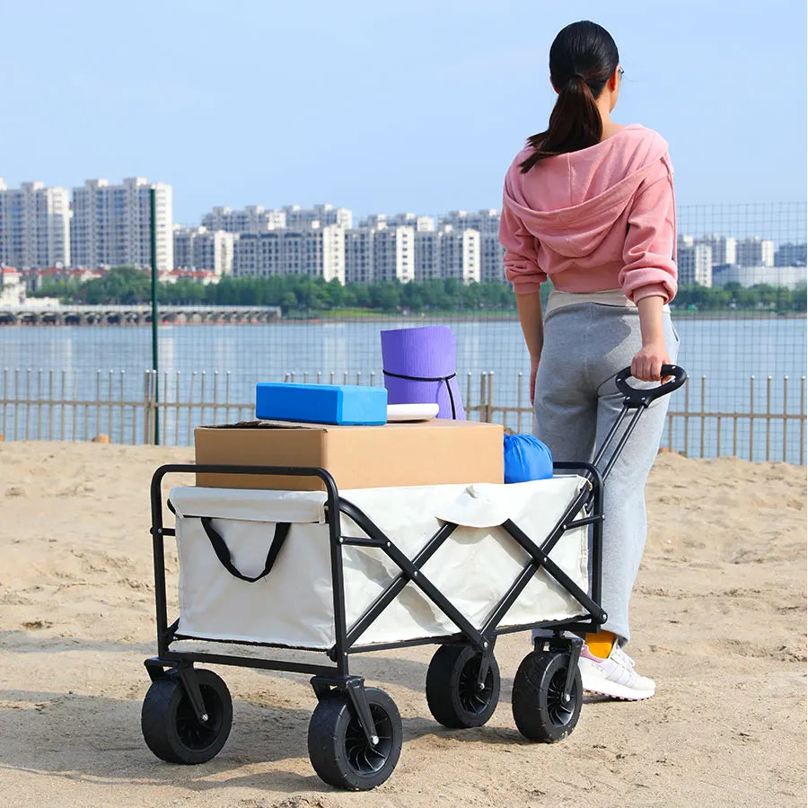 Shopping Beach Garden Pull Trolley Heavy Duty Large Capacity Folding Wagon Collapsible Folding Outdoor Portable Utility Cart