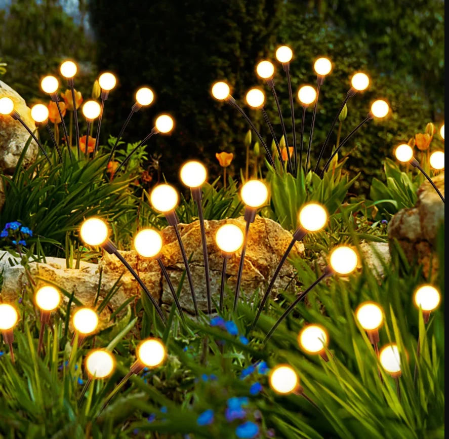 10 LED Solar Garden Lights Powered Firefly Lights Outdoor Waterproof Vibrant Garden Lights for Patio Pathway Decoration,Warm