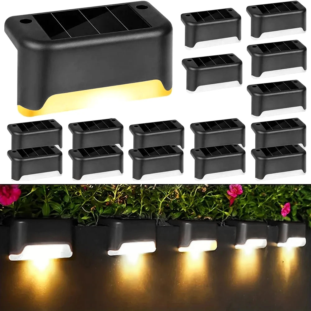 Warm White LED Solar Step Lamp Path Stair Outdoor Garden Lights Waterproof Balcony Light Decoration for Patio Stair Fence Light