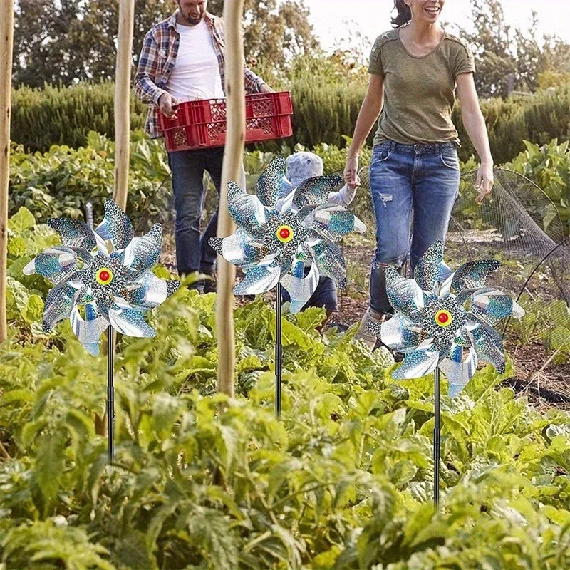 Reflective Bird Repeller Pinwheel - Scarecrow Spinner for Garden, Lawn & Yard, Deters Birds with Sparkly Decoration (1pc)