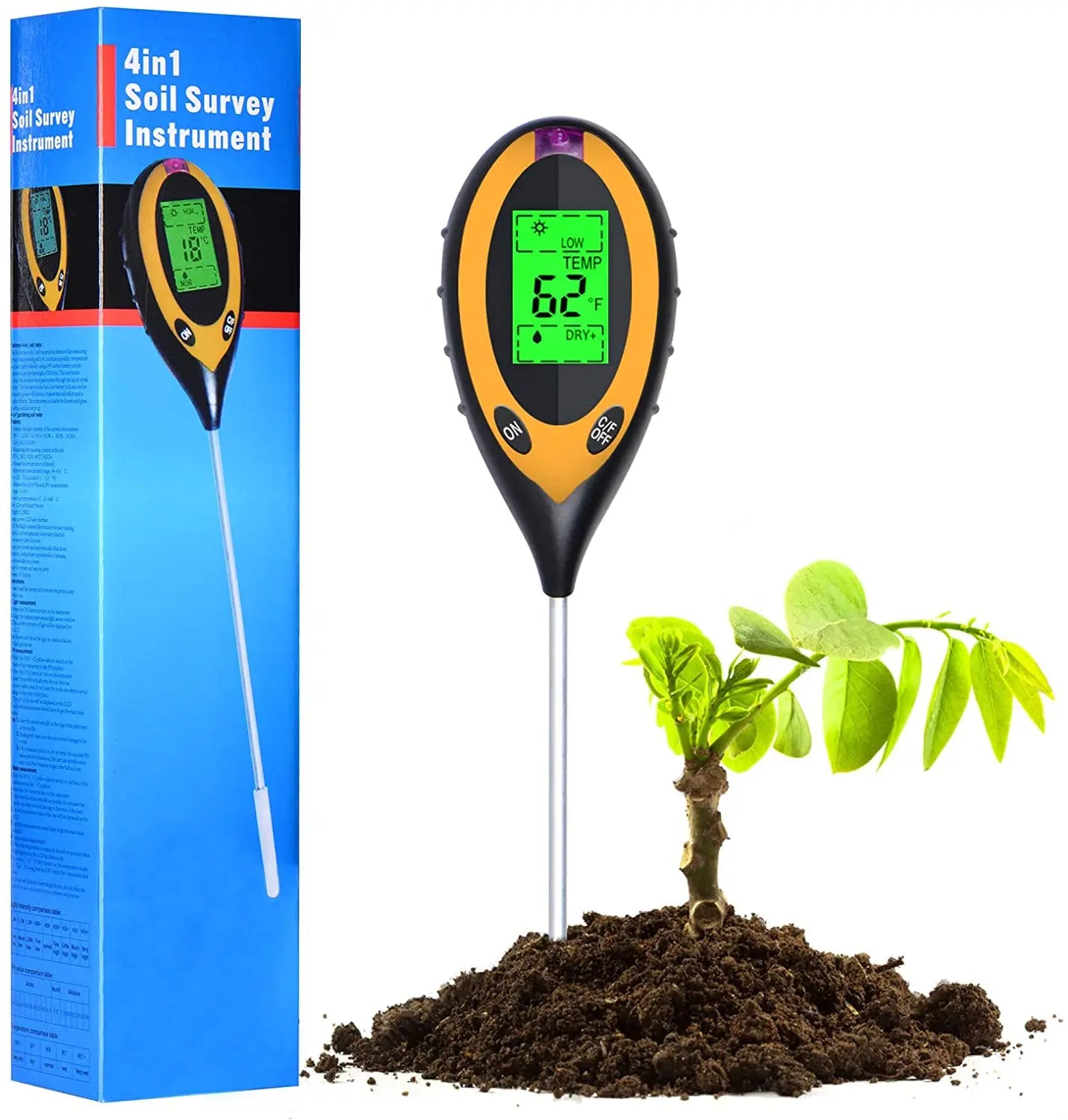 5 in 1 PH Soil Tester Portable Moisture Meter Humidity Thermometer Photometer Water Meter Garden Plants Hydroponics Analyze 40%O