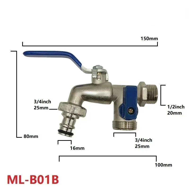 1/2'' 3/4'' Double Head Water Faucet Water Splitte - Garden Supply from TinyRootsGrow