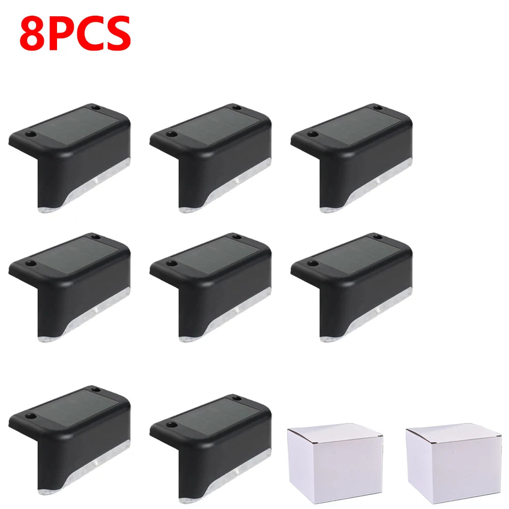 Warm White LED Solar Step Lamp Path Stair Outdoor Garden Lights Waterproof Balcony Light Decoration for Patio Stair Fence Light