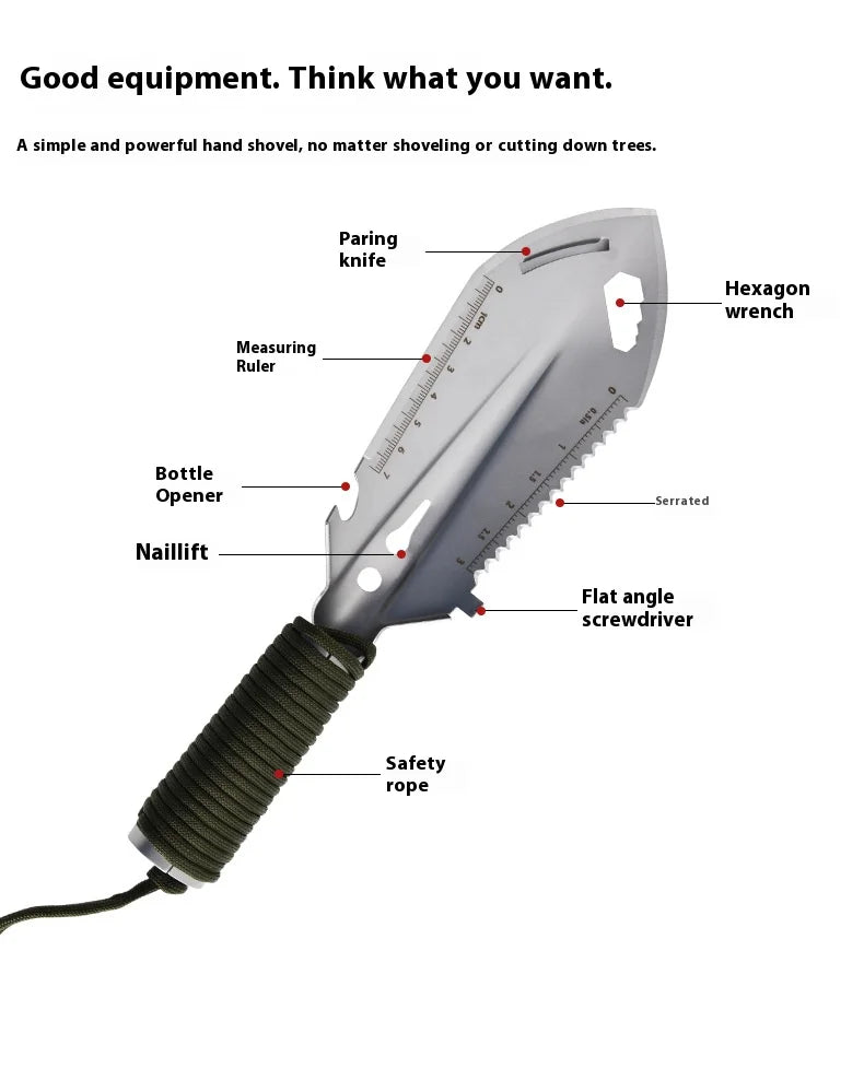 Portable Camping Hiking Traveling Pinic Shovel Multifunctional Ordnance Shovel Survival Outdoor Equipment Garden Tool Shovel