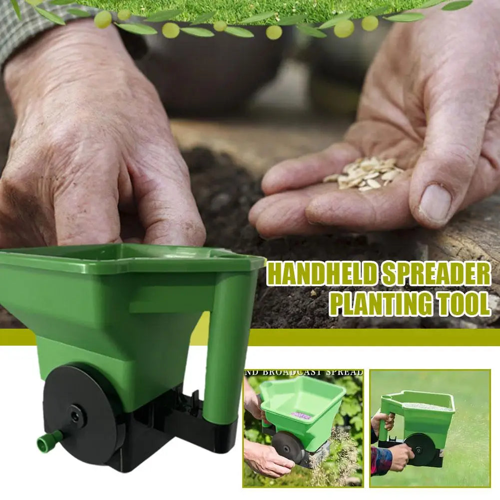 Gardening Seed Spreader Manual Seeder Capacity with 5 Gears Adjustable for Sowing Fertilizing Melting Snow for Garden Lawn