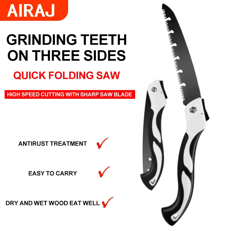 AIRAJ 9.4 inch Folding Saw,Pruning Saws with SK5 Steel Teeth, Handsaws for Camping, Gardening, Carpentry Camping Saw Portable.