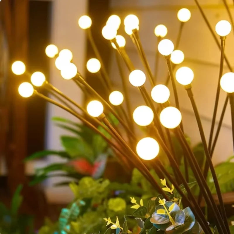10 LED Solar Garden Lights Powered Firefly Lights Outdoor Waterproof Vibrant Garden Lights for Patio Pathway Decoration,Warm