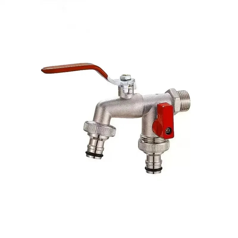 1/2''Zinc Alloy Faucet Water Splitter Water Connection Adapter Outdoor Switch Garden Irrigation Pipe Connector Faucet