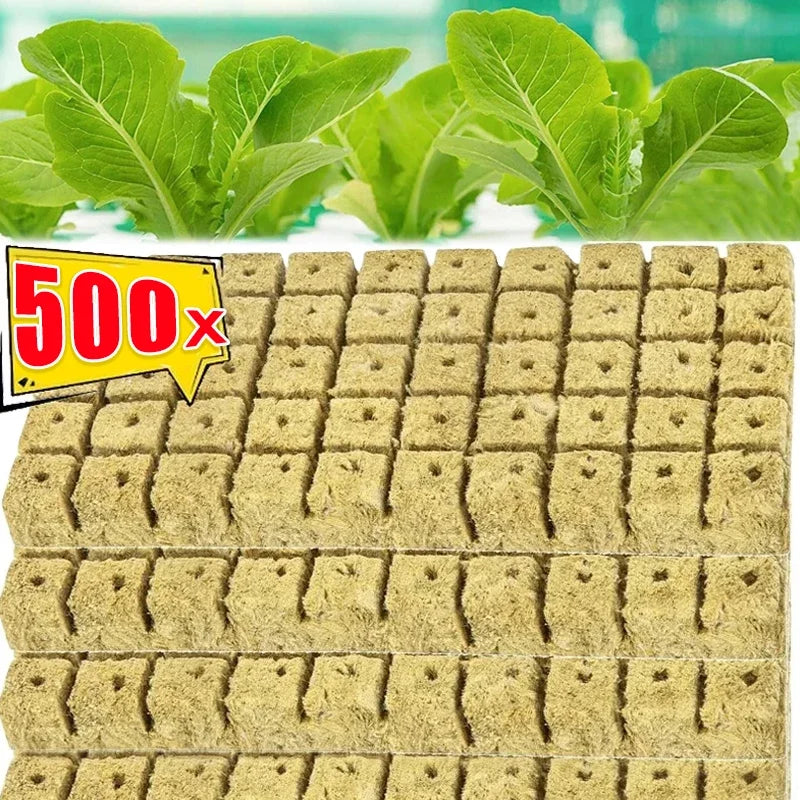 500/50PCS Planting Sponge Rock Wool Starter Plugs Hydroponic Grow Media Cubes Home Greenhouse Garden Accessories Seedling Block