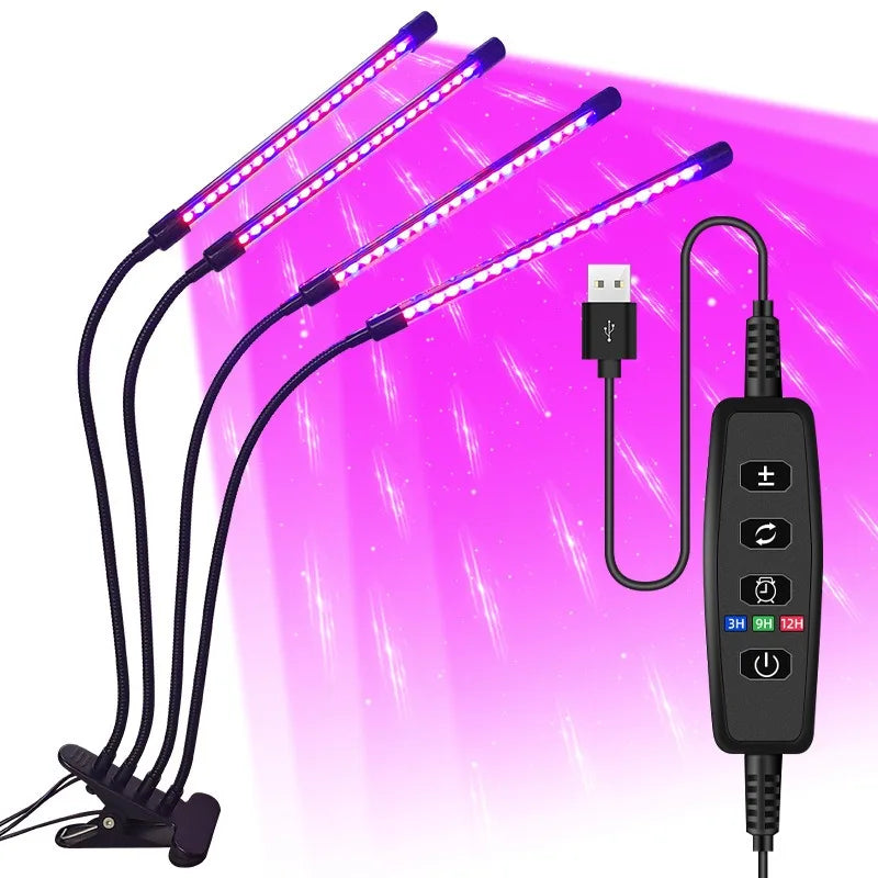 USB LED Plant Grow Light Indoor Garden 10 Dimmable Levels Grow Light Full Spectrum Timer Setting Hydroponic Greenhouse 3H/9H/12H