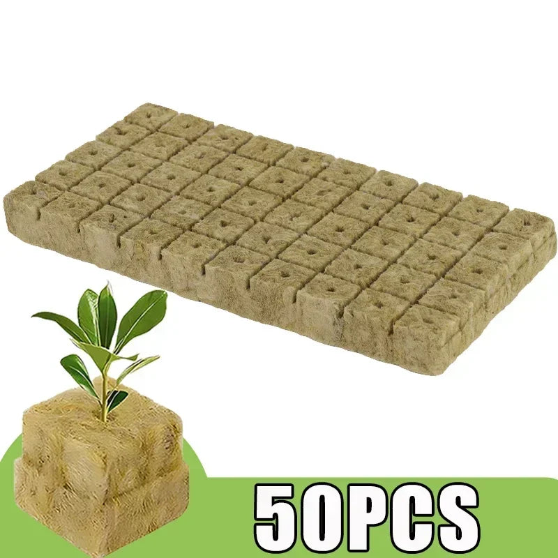 500/50PCS Planting Sponge Rock Wool Starter Plugs Hydroponic Grow Media Cubes Home Greenhouse Garden Accessories Seedling Block