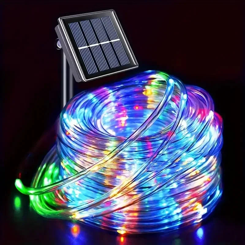 7M/12M Outdoor Solar LED Tube Rope String Light Garden Waterproof Strip Lights For Christmas Decoration Wedding Fence Fairy Lamp