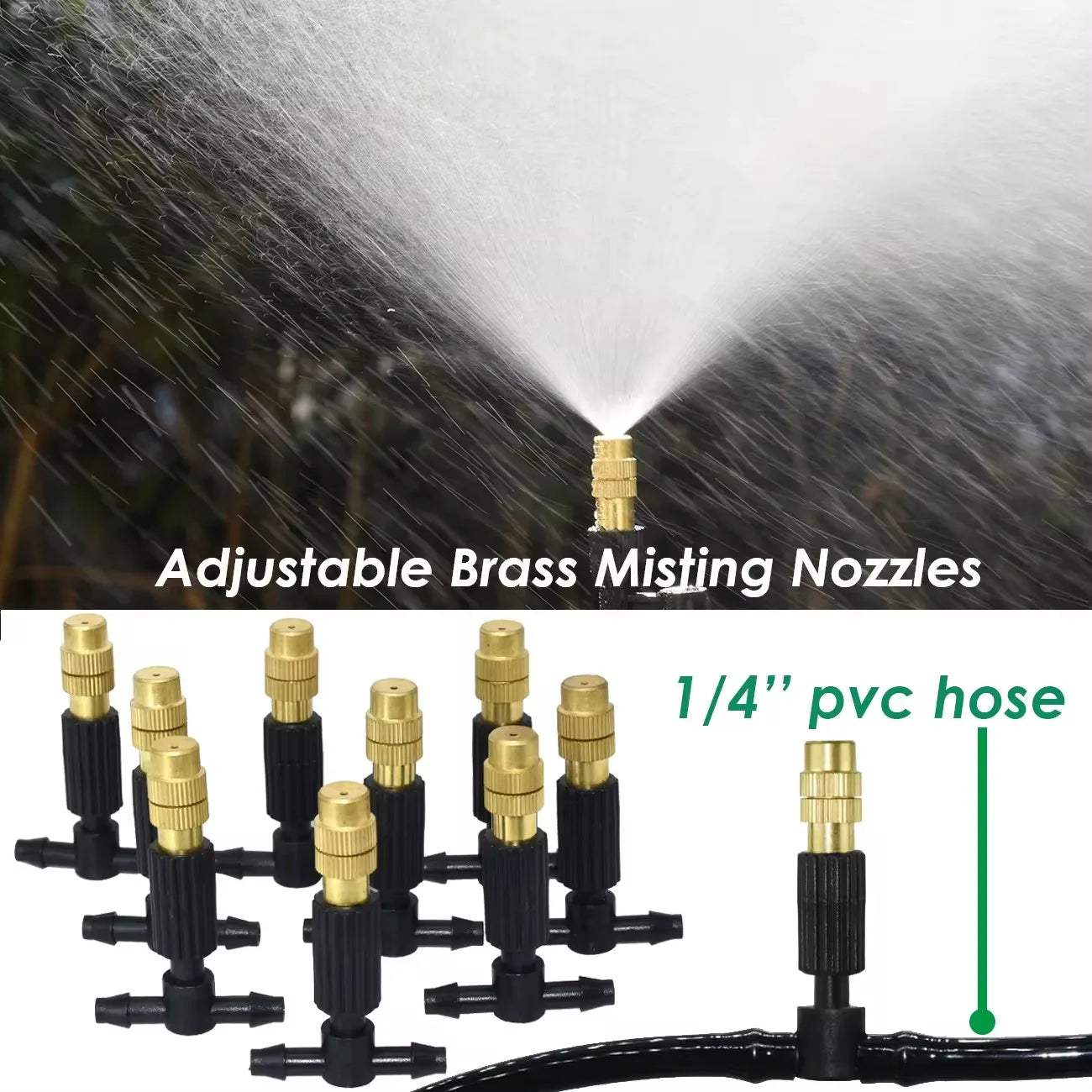 KESLA Greenhouse 5-30M Outdoor 1/4 Brass Atomizer Misting Cooling System Garden Irrigation Watering Nozzles 4/7mm Hose for Patio
