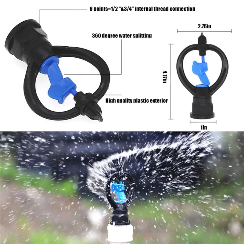 BAAG-50PCS Butterfly Sprinkler Automatic External Wire Impeller Nozzle 360 Degree Automatic Rotation Sprinkler Irrigation
