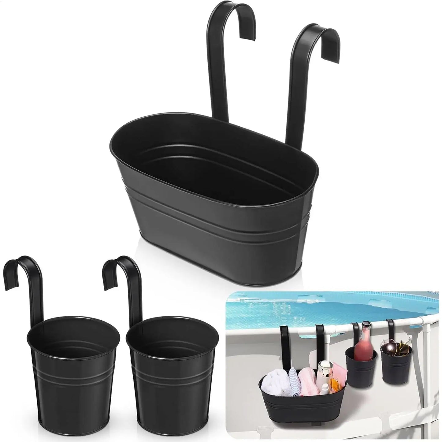 Railing Planter Box Outdoor Balcony Railing Planter Hangable Houseplant Pots Metal Flower Boxes For Outside Fence Backyard