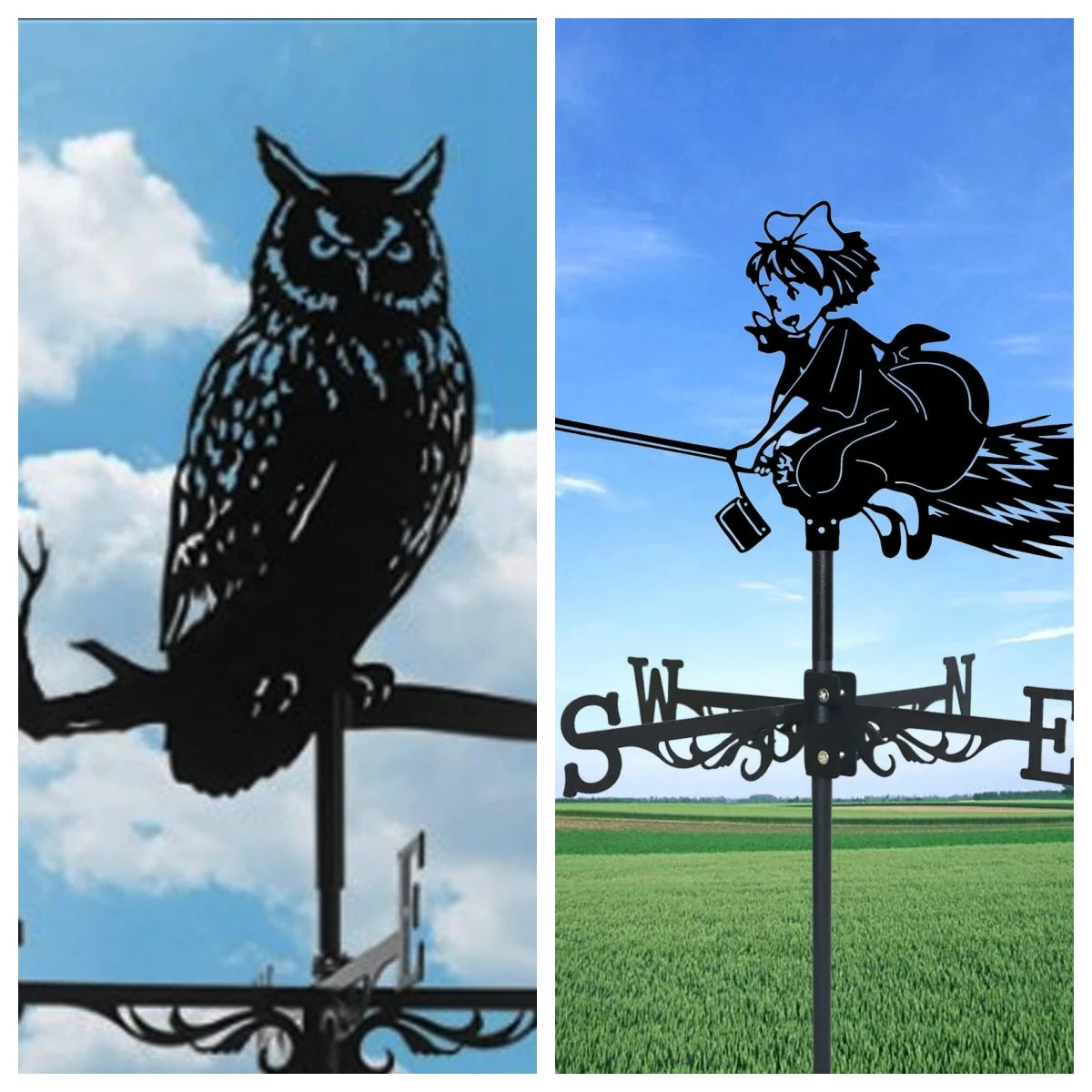 Metal Weathervane Silhouette Art Vane Standing Decor Roof WeatherVane Garden Yard Decoration For Shed Home Fence