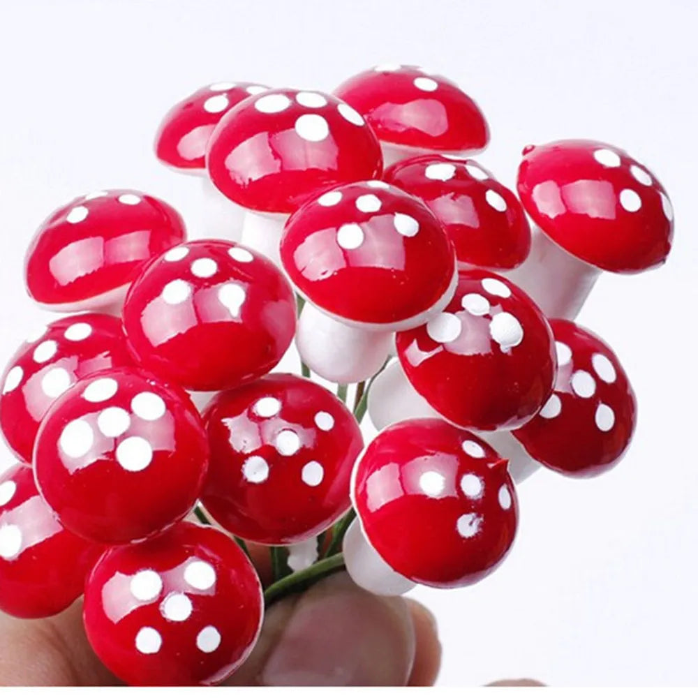 100/50/10pcs Mini Mushroom Miniatures Fairy Garden Moss Terrarium Resin Crafts Decorations Artificial Stakes Craft