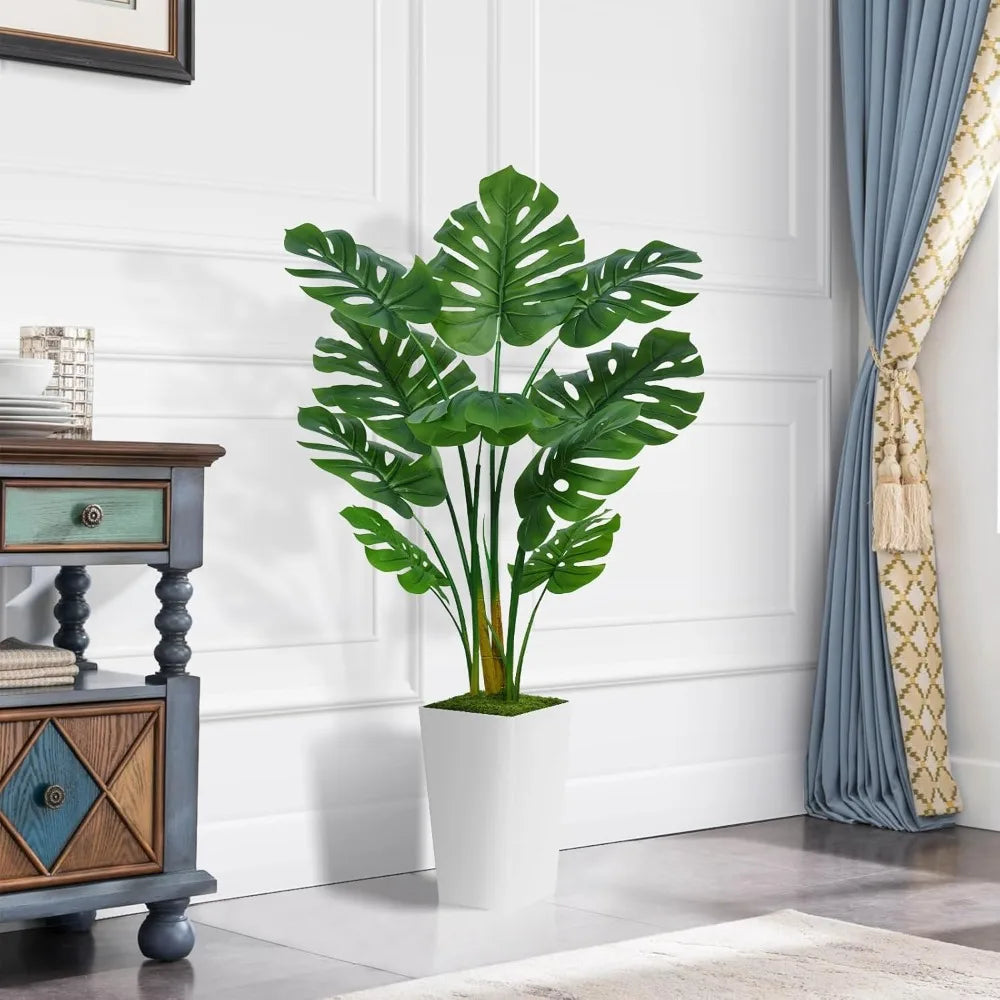 Faux Monstera Palm LeavesTropical Artificial Plants for Outdoor Decoration UV-Resistant Plastic Greenery Balcony Garden Styling
