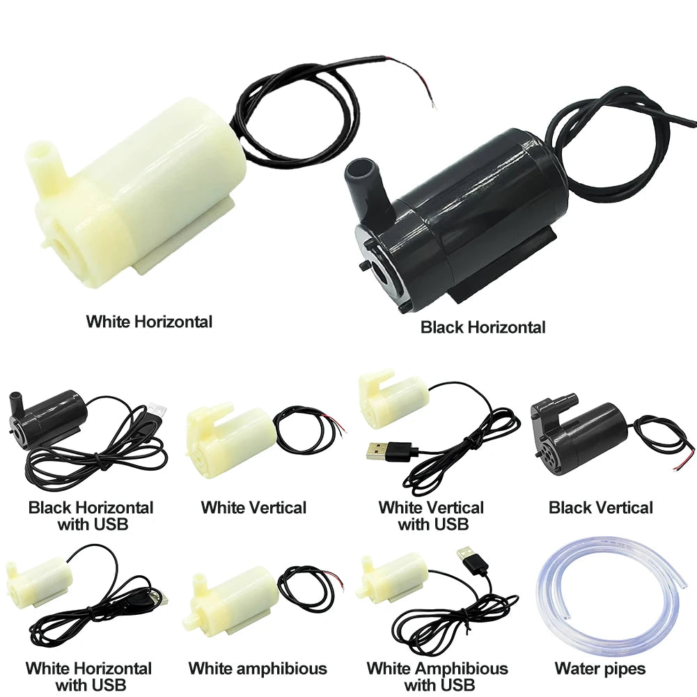 DC 3V 5V Micro Submersible Motor Pump Silent Portable Submersible Water Pump USB for Fish Tank Fountain Aquarium Garden