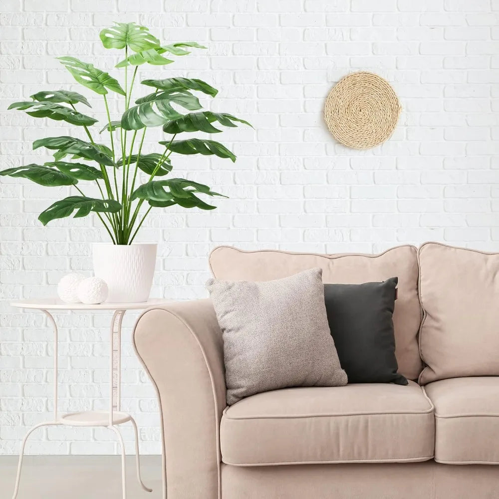 Faux Monstera Palm LeavesTropical Artificial Plants for Outdoor Decoration UV-Resistant Plastic Greenery Balcony Garden Styling
