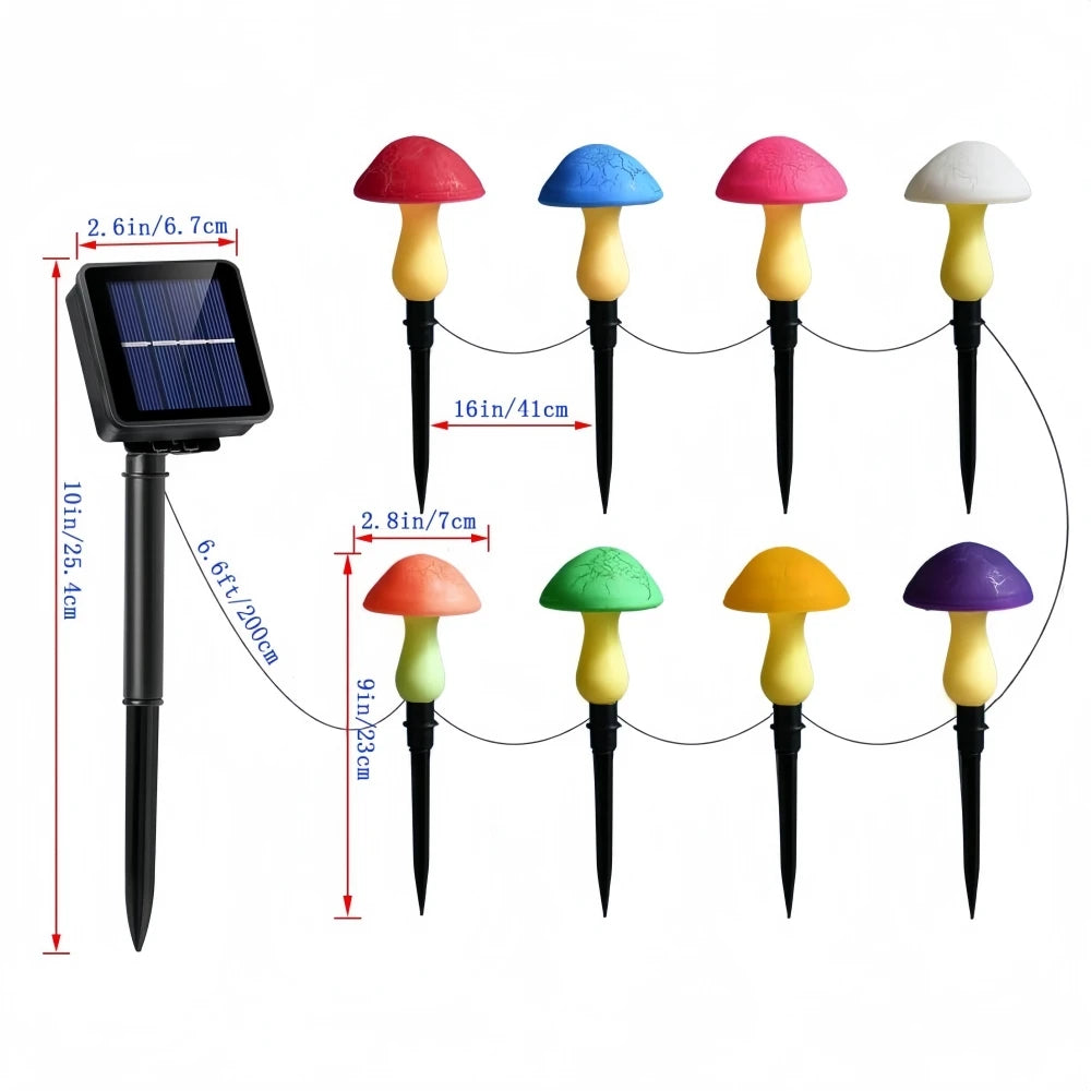 Solar Mushroom Light Garden Outdoor Decor 8 Heads Waterproof Mushroom Lamp Pathway Landscape Yard Easter Halloween Xmas Sunlight